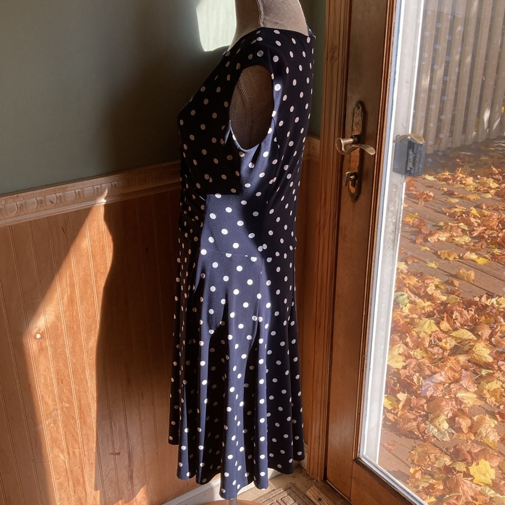 Lauren Ralph Lauren Navy Polka Dot Mini Dress - Picture 4 of 11